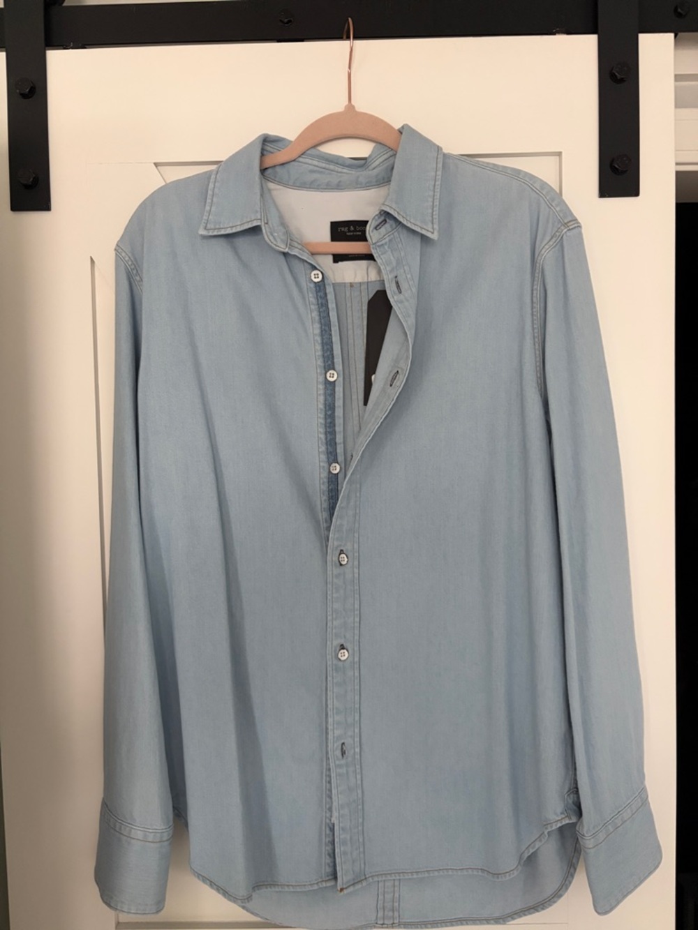 rag & bone Light Blue Denim Shirt with Black Label